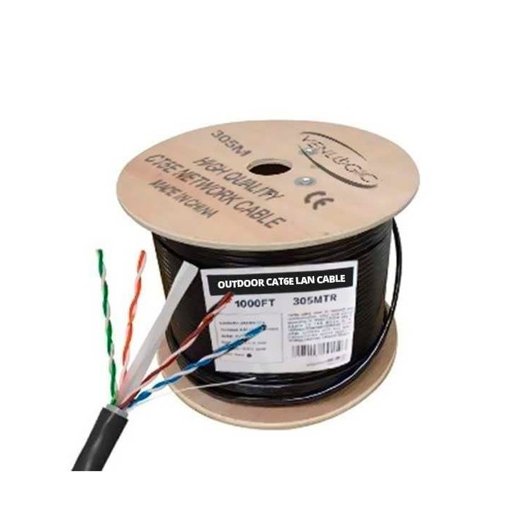CABLE DE RED VENLOGIC CAT 6 PARA EXTERIOR COLOR NEGRO