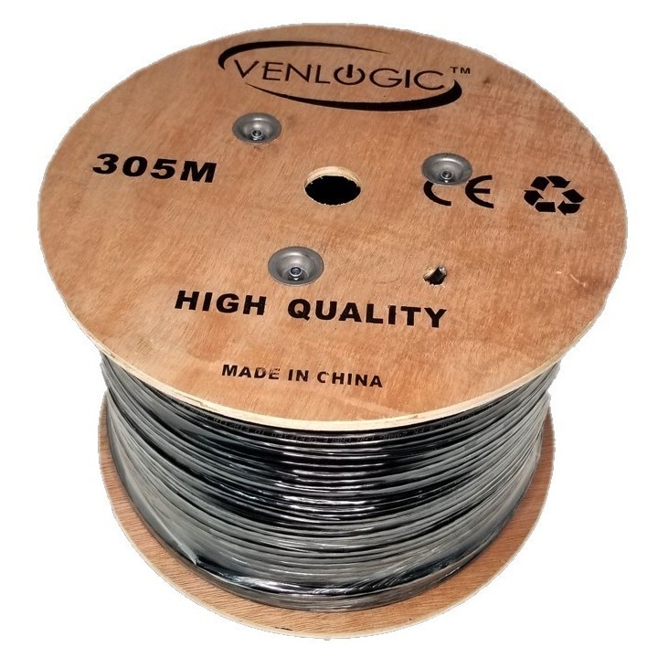 CABLE DE RED VENLOGIC CAT 6 PARA EXTERIOR COLOR NEGRO