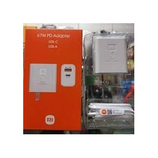 CARGADOR COMPLETO 67W  TIPO C A TIPO C MI CON CON SALIDA USB Y C