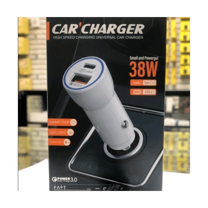 CARGADOR PARA CARRO LENOVO 38W TIPOC Y USB