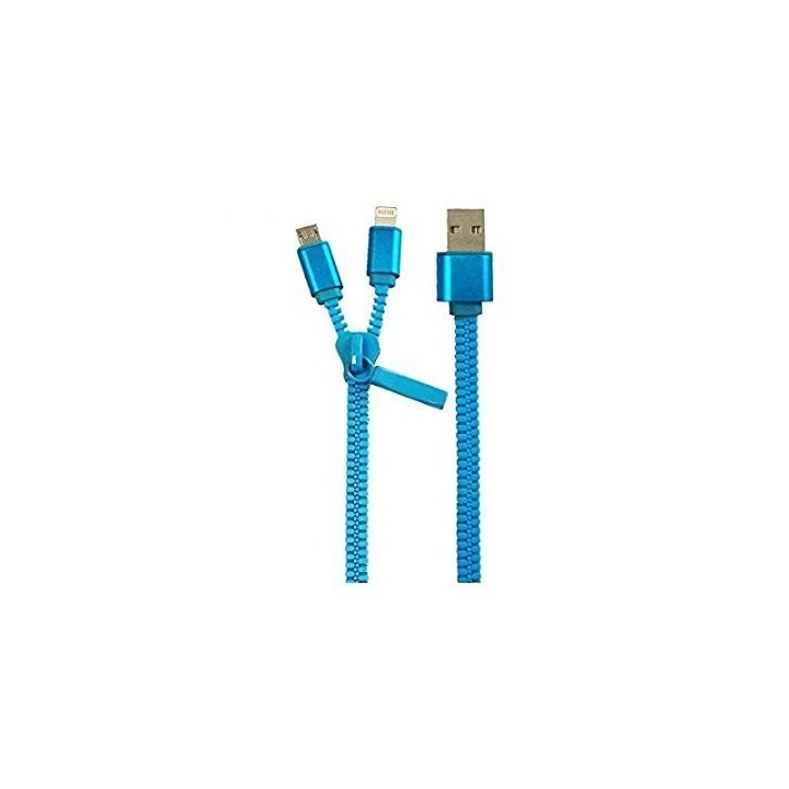 Cable de carga con cremallera 2-en-1 Lightning Micro USB