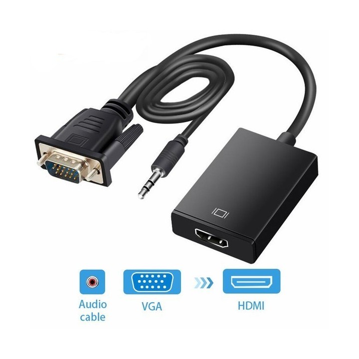CONVERTIDOR VGA A HDMI CON AUDIO 3.5MM