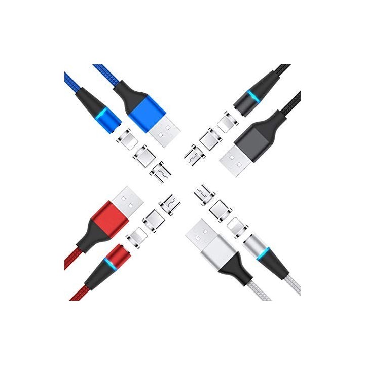 Cable de carga  3 en 1 rápida magnético redondo de 360 ​​grados