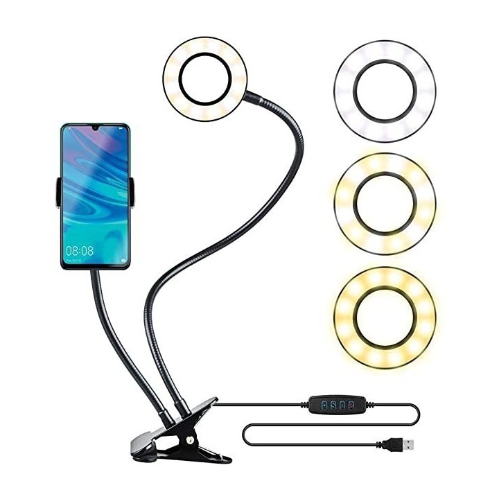 Aro de luz con soporte para celulares