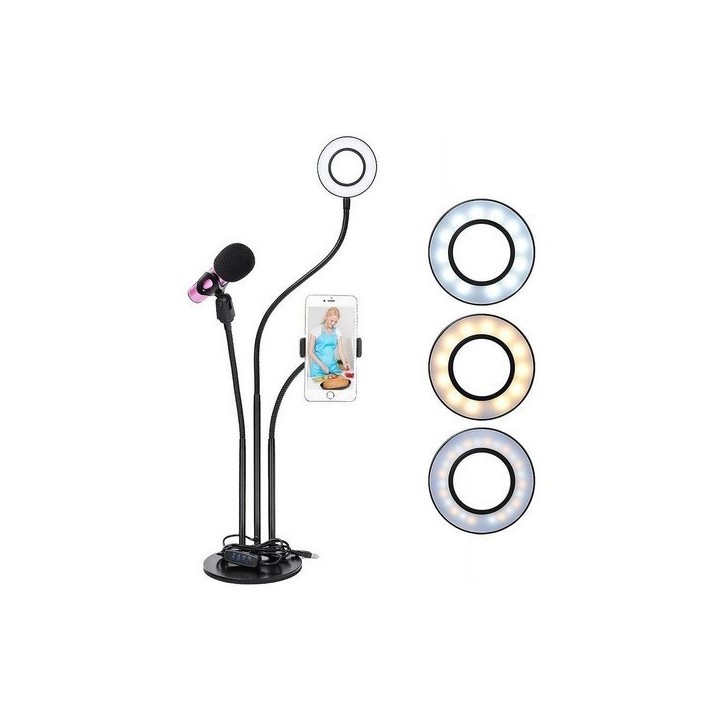 Aro de luz con soporte para celulares