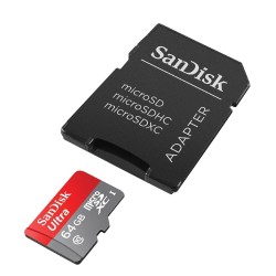 Memoria MicroSD SanDisk  de  64 GB Clase 10 + Adaptador SD