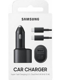 CARGADOR SAMSUNG DE 45W PARA VEHICULO 2 PUERTOS